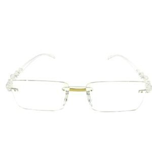 Rimless Rectangular Eyeglasses with Crystal Clear Frame, Unisex