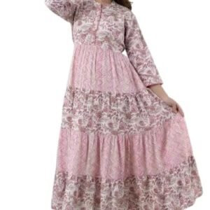 Pink Long Gown for Womens,Rayon with Beautifull Design, 3/4 sleevesPINK4_XL