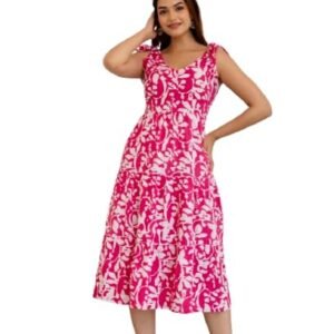 Women Rayon Fabric Flarred Anarkali Ankle Length Floral Print Dress Gown for Girls