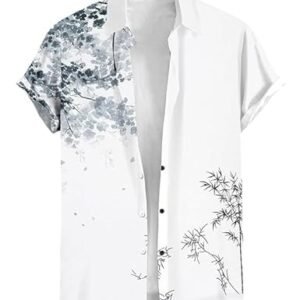 Le Pery Half Sleeve Printed Summer Shirts for Men Regular Fit Printed Spread Collar Casual Shirt Cotton Blend Stratchable Fabric