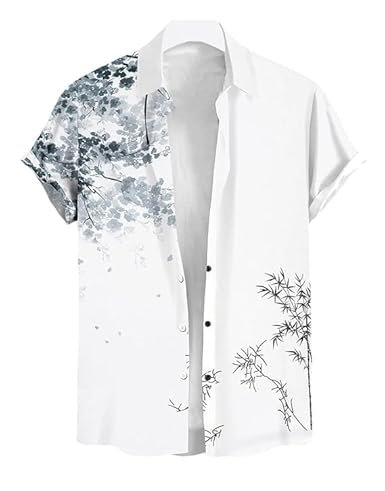 Le Pery Half Sleeve Printed Summer Shirts for Men Regular Fit Printed Spread Collar Casual Shirt Cotton Blend Stratchable Fabric