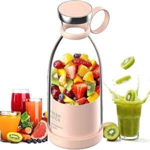 AKEEVA Electric Portable Mini Juicer Bottle |Wireless Personal Juicer Blender for Smoothies and Shakes with 4 Blades |USB Rechargeable Juicer Cups For Home,Travel,Gym and Office,420 ML(Random Colour)