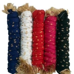 Nakoda Creation Cotton Blend Solid Dupatta For Women,Pack of 5_Gold Print Pack of 5