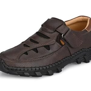 MACTREE PU Leather Stitched Sole Fisherman Sandals for Men