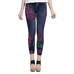 Malvina Women's Denim Printed Jeggings (Blue, Free Size)