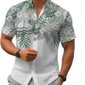 LAMBOO Premium Stylish Fashion Branded Digital Printed Lycra Fabric Half Sleeve Cut Away Collar Casual Shirt