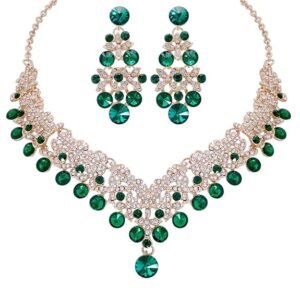 Shining Diva Fashion Latest Stylish Design Fancy Wedding Party Crystal Diamonds Necklace Jewellery Set for Women