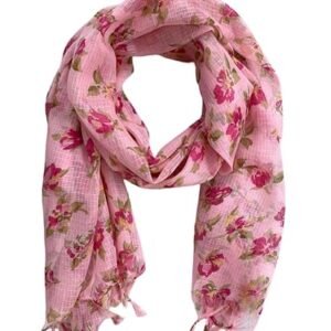 AKSHADEEP Rajasthani Women's Poly Winter Pink Floral Print Kota Doria Checkered Dupatta