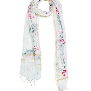 POISED Pure Hand-Painted Floral Pattern Kota Doria Dupatta for Woman| 2.5 Meter| Casual wear Styled with Kurtis Tops
