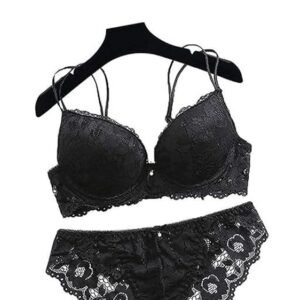 maurnee® Women's Net Fabric Padded Underwire Push-Up Bridal Bra Panty Set