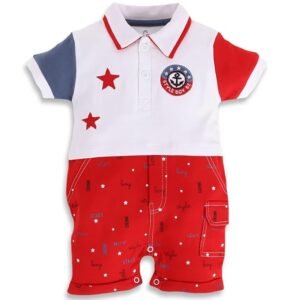 BabyGo 100% Cotton Romper/Summer clothes/Creeper/new born/infent wear/for baby Boys (0-3 Months, RED)