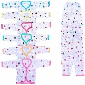 DCS Official Newborn Baby Boy Dress Kids Multicolor Soft Cotton Printed Full Sleeve Shirt Top Pajama Pant Casual Dress Combo Pack of – 6