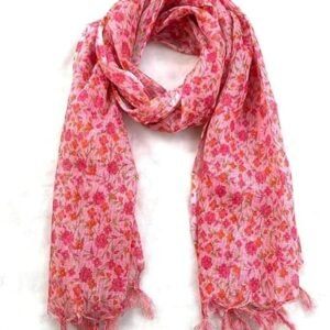 AKSHADEEP Rajasthani Women's Poly Winter Pink Floral Print Kota Doria Checkered Dupatta