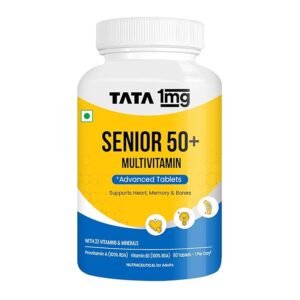 Tata 1mg Senior 50+ Multivitamin & Multimineral Veg Tablet with Calcium for Bone, Skin, Eye, Immunity, Heart & Joints, For Men & Women, Non-GMO & No Added Preservatives (Pack Of 60)