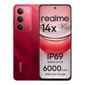 realme 14x 5G Smartphone 6+128GB red, 6.67-inch Screen, 120Hz Display, 6000mAh Battery, 80MP, MediaTek Dimensity 6300, ArmorShell Protection, IP69