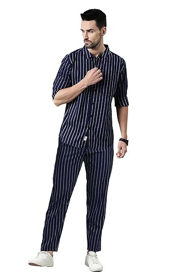 JOVEN Men's Cotton Regular Fit Full Sleeve Shirt and Pyjama Set | Nightsuit for Men | Mens Sleepwear