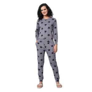 Evolove Women's Rayon Round Neck Short Sleeves Night Suit Set/Top Pyjama Set Super Soft Comfortable (NightSuit-Round-HS-7)