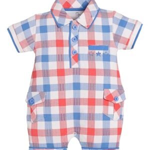 BabyGo Half Sleeves Baby Romper| 100% Cotton Rompers for New Born Baby| Baby Dress | Onesies| 6-9M| ROYAL| Infant Clothes