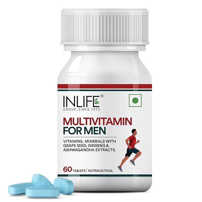 INLIFE Multivitamin Tablets for Men | Enriched with Zinc, Vitamin C, Vitamin D3, and Essential Minerals | Supports Energy, Stamina, and Immunity | Overall Health & Wellness - 60 Tablets