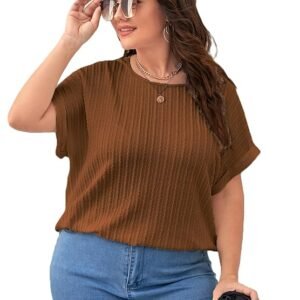 Zilcon Womens Dressy Casual Business Work Tops Summer Half Sleeve Shirts Boat Neck Jacquared Tshirts