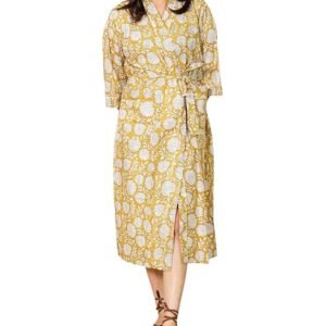 Stylish Floral Printed Cotton Kimono Bathrobe Women's Cotton Night Kimono, Night Dress, Casual Wear Kimono Robes Brown