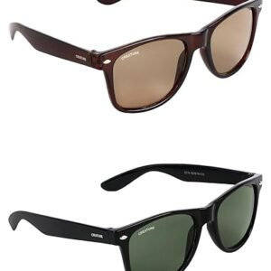 CREATURE Sunglasses Combo with UV Protection (Lens-Brown & Green||Frame-Brown & Black||SUN-002-003)
