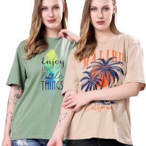 London Hills Women's Cotton Blend Oversized Fit Oversized Tshirt || Oversized Tshirt- Pack of 2