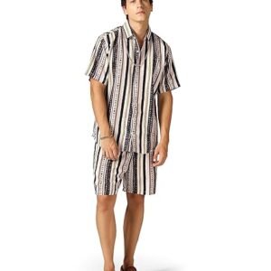 DHRUVI TRENDZ Mens and Boys Rayon Co Ord Set | Trendy Night Dress | T Shirt and Short Set Combo Lounge | Stylish Summer Travel Wear | Matching Two-Piece for Vacation