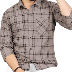 Men Checkered Casual Khaki Shirt (PK19SH1095E-LPT)
