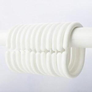 CASA-NEST Bathroom Shower PVC Curtain Liner Hook Hooks Rings - 12 Pieces (White)