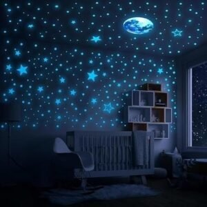 The Dark Vinyl Fluorescent Night Glow Self Adhesive Stickers In The Dark Star Space Wall Stickers | Radium Stickers For Bedroom C- Night Glow Radium Sheet, 12 Cm X 12 Cms