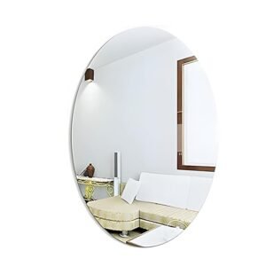 Lifesto Oval Shape Adhesive Mirror Sticker for Wall on Tiles Bedroom Living Room Basin Mirror Bathroom Wall Mirror Both Side Sticker Acrylic Wall Mirror for Wall Full Length
