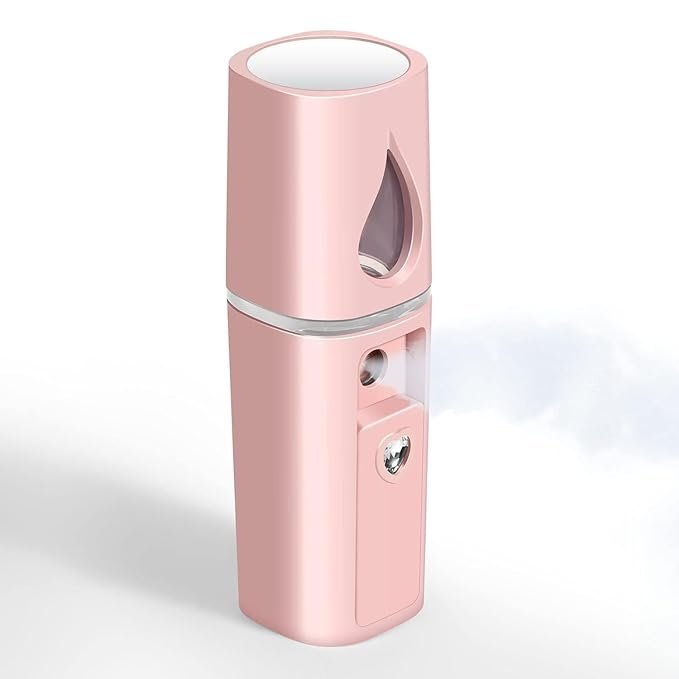 Fennec Mart Nano Facial Mister Portable Mist Sprayer for Hydrating Face, Makeup, Eyelash Extensions & Skincare Mini Cool Mist Beauty Device (Pink)