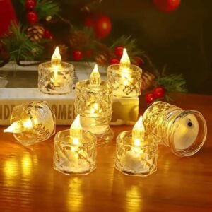 TEKCOOL LED Candles for Home Decoration - 12 Pcs Electric Flameless & Smokeless LED Diya Lights, Crystal Candle for Home Decor, Diwali Festivals Decoration,Christmas,New Year, Festive.