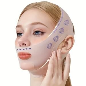FEORA V Line Face Lifting Device Jaw Line Shaper Double Chin Lift Mask Double Chin Reducer Jaw Line Shaper Lift Mask Face Toning Belts Anti-wrinkle Skin Tightening Belt Face Lifting Mask (Pink)