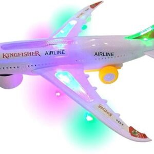 SUPER TOY Battery Operated Aeroplane Toy for Kids with Light and Sound Airplane Bump & Go Toy for Toddler Boys Girls Birthday Gift