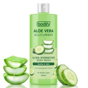 Bodify Aloe Vera & Cucumber Ultra Hydrating Body Wash, 250 Ml | Soothe & Calm | Paraben Free | All Skin Types