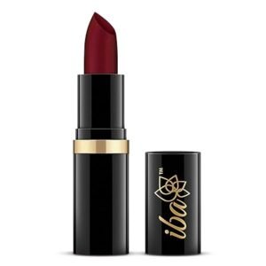 Iba Pure Lips Moisture Rich Lipstick for Women- A72 Maroon Burst, 4g | High Glossy, Creamy Finish & Smooth Texture| Hydrated Lips | Enriched with Vitamin E, Coconut Oil & Shea Butter | Intense Colour & Highly Pigmented | Lip Makeup