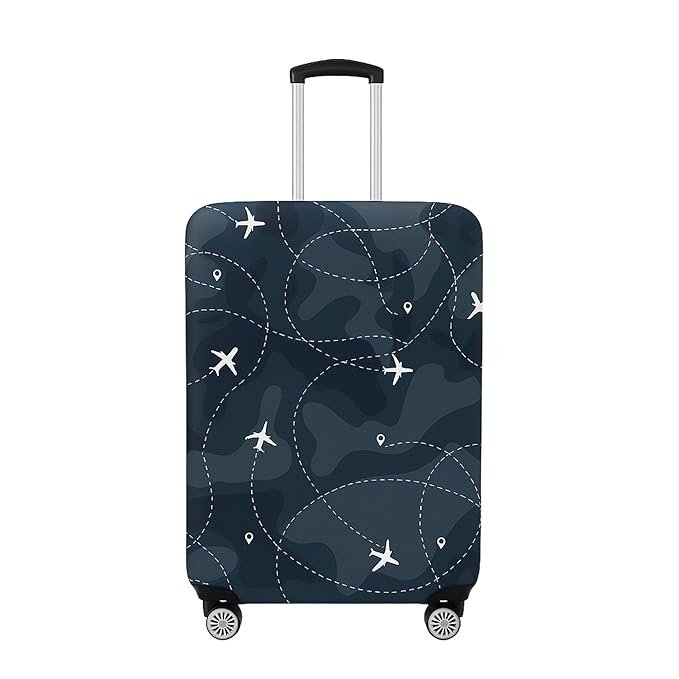 NT CREATION Dark Overseas Polyester Fabric Large Protective Luggage Cover Without Suitcase (Medium)