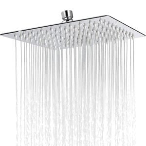 SKADIOO 8 inch shower Stainless Steel 304 shower head 8 inch, luxury bathroom shower 8 x 8 size, heavy metal SS-304 grade material, Ultra slim, Silver, 1 set