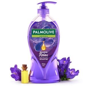 Palmolive Aroma Absolute Relax Body Wash, 750ml Shower Gel Single Pump Bottle, 100% Natural Ylang Ylang Essential Oil & Iris Extracts for a Soft and Smooth Skin, pH Balanced Bodywash, Free of Parabens & Silicones 