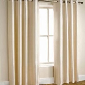 Homefab India Pack of 2 Royal Silky Cream Door Curtains with Stainless Steel Eyelets - 7 feet