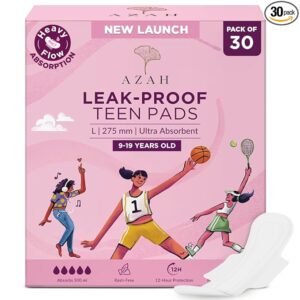 AZAH Sanitary Pads for Teen Large [Pack of 30] | Ultra Absorbent Sanitary Pads for Teenage Girls | 275 MM Long Sanitary pads for Girls | 100% Rash-Free & Cottony Soft | 12 Hrs Leakproof Protection |