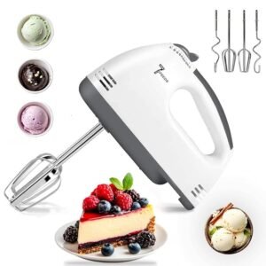 IRONTAB Electric Hand Mixer and Blender 7-Speed, Multi-Functional Egg Beater, Cream Whipper, Dough Kneader for Cake Baking and Kitchen Use Includes Stainless Steel Beaters and Dough Hooks