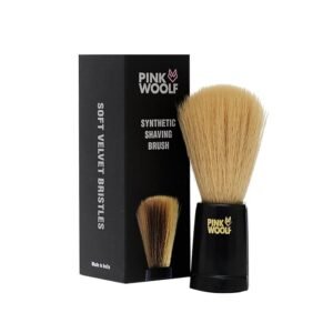 Pink Woolf Soft Bristles Shaving Brush for Men | Ultra-Soft, Cruelty-Free Bristles for a Smooth Shave | Engineered Black Plastic Handle | 22mm Knot | Experience Effortless & Comfortable Wet Shaving