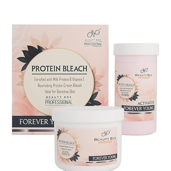 Beauty Box Professional Protein Bleach with Milk Protein and Vitamin E, Nourishing Cream Bleach for Sensitive Skin 300gm