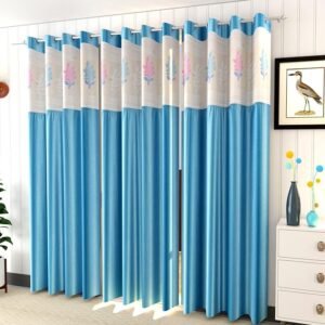 Galaxy Home Decor Floral Net Curtains for Window 6 Feet, Pack of 1, Aqua (Aqua, 6 Feet (1Pc))