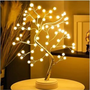 X4CART LED Tabletop Bonsai Pearl Tree Lamp with Touch Sensor Switch DIY Artificial Tree Lamp for Festival Holiday Decoration Battery/USB Operated (36 Pearl Node Lamp)