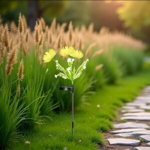 Homehop Solar Light Outdoor Garden Waterproof Flower Lamp with 20 LED for Landscape, Pathway, Balcony, Home Decor & Courtyard, Auto On/Off (Warm White-ABS)