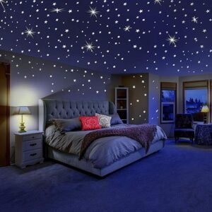 DreamKraft Glow in The Dark Galaxy of Star and Moon Radium Sticker (6 Sheet Set,Luminous Space-Themed Decor)